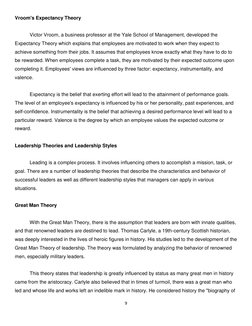 9 
 
Vroom's Expectancy Theory 
 
Victor Vroom, a business professor at the Yale School of Management, developed the 
Expecta