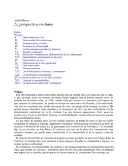 Julián Marías
La perspectiva cristiana
Índice
Prólogo.
I.
Otras formas de vida
II.
Historicidad del cristianismo
III.
El mono