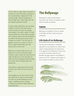 Groll, a half-orc rogue, stops running for a 
moment to catch his breath, and kneels in 
the unconstrained undergrowth of t