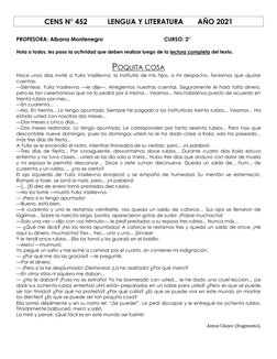 CENS N° 452          LENGUA Y LITERATURA       AÑO 2021 
 
PROFESORA: Albana Montenegro