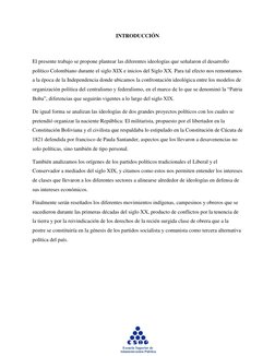 INTRODUCCIÓN 
 
El presente trabajo se propone plantear las diferentes ideologías que señalaron el desarrollo 
político C