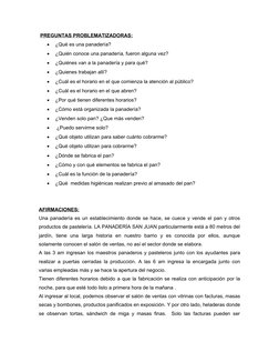 PREGUNTAS PROBLEMATIZADORAS:

¿Qué es una panadería?

¿Quién conoce una panadería, fueron alguna vez? 

¿Quiénes van a la