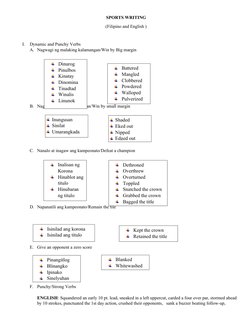 Essential Verbs for Sports Writing | PDF | Volleyball | Sports Rules ...