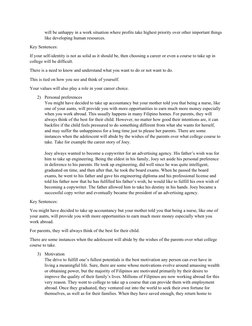 will be unhappy in a work situation where profits take highest priority over other important things
like developing human res