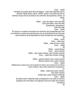 Coro… repite
También se puede decir boro titi laggua…todo esto significa que lo
árboles viejos tienen salvia, ramas, raíces y