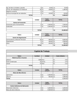leg. de libros contables y planilla
1  S/.                   50.00  S/.                             50.00 
inscrip. de trabaj