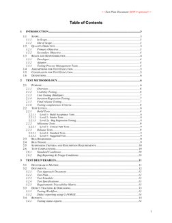 <<Test Plan Document-SOW # optional>>
Table of Contents
1
INTRODUCTION.......................................................