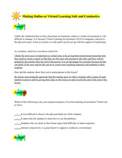 Making Online or Virtual Learning Safe and Conductive 
Notice
Unlike the traditional face-to-face classroom environ