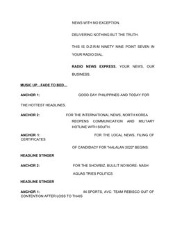 Radio News Express Script - Oct 2021 | PDF | Television | Media Formats
