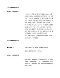 Radio News Express Script - Oct 2021 | PDF | Television | Media Formats
