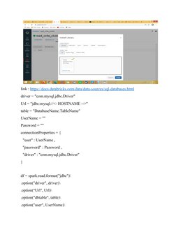 link : https://docs.databricks.com/data/data-sources/sql-databases.html (https://docs.databricks.com/data/data-sources/sql-da