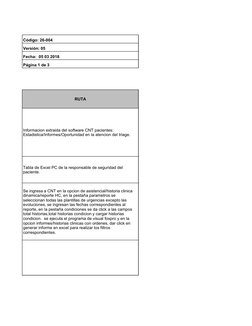 Código: 26-004
Versión: 05
Fecha:  05 03 2018
Página 1 de 3
RUTA
Informacion extraida del software CNT pacientes: 
Estadistic