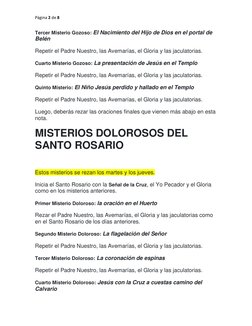 Página 2 de 8 
 
Tercer Misterio Gozoso: El Nacimiento del Hijo de Dios en el portal de 
Belén 
Repetir el Padre Nuestro, las