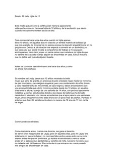 Relato: Mi bella hijita de 12 
  
Este relato que presento a continuación narra la apasionante 
vida que llevo con mi hermosa