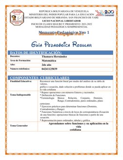 Momento Pedagógico Nro 1
REPÚBLICA BOLIVARIANA DE VENEZUELA 
MINISTERIO DEL PODER POPULAR PARA LA EDUCACIÓN
ESTADO BOLIVARIAN