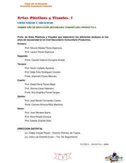 2 
               
                              
 
 
 
 
Artes Plásticas y Visuales. 1 
COMUNIDAD Y SOCIEDAD 
Primer año de