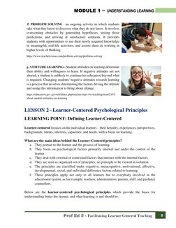 MODULE 1 – UNDERSTANDING LEARNING
Prof Ed 5 - Facilitating Learner-Centered Teaching