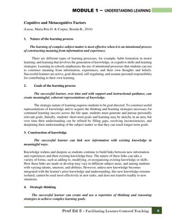 MODULE 1 – UNDERSTANDING LEARNING
Prof Ed 5 - Facilitating Learner-Centered Teaching
Cognitive and Metac
