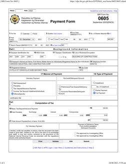 PSOC:
  PSIC: 4520
Guidelines and Instructions | Help
Republika ng Pilipinas
Kagawaran ng Pananalapi
Kawanihan ng Rentas In