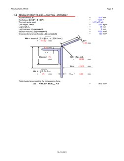 NOVICIADO_TK400
Page 4
5.0
DESIGN OF ROOF-TO-SHELL JUNCTION - APPENDIX F
Roof thickness, tr
=
8,00 mm
Roof slope, ß ( 9.5° <