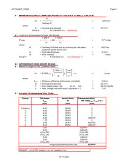NOVICIADO_TK400
Page 5
5.1
MINIMUM REQUIRED COMPRESSION AREA AT THE ROOF TO SHELL JUNCTION
           D²
Ar
= 
=
629 mm²