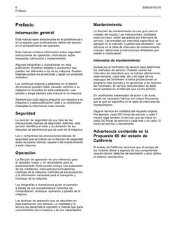 6
SSBU8135-05
Prefacio
Prefacio
Información general
Este manual debe almacenarse en el portamanual o
en el espacio para publi