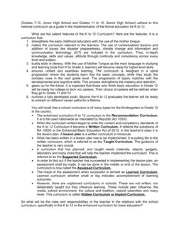 (Grades 7-10, Junior High School and Grades 11 to 12, Senior High School) adhere to this
national curriculum as a guide in th