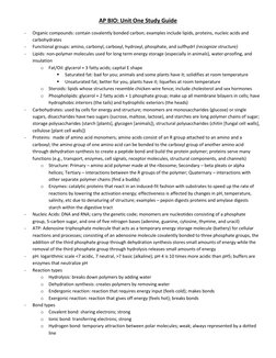 AP Biology Unit 1 Study Guide | PDF | Carbohydrates | Lipid