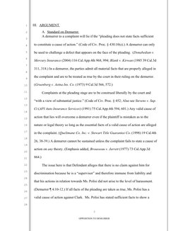 1
2
3
4
5
6
7
8
9
10
11
12
13
14
15
16
17
18
19
20
21
22
23
24
25
26
27
28
III. ARGUMENT 
 
 
A. Standard on Demurrer 
 
 
A