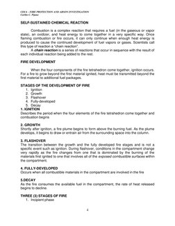 CDI 6 – FIRE PROTECTION AND ARSON INVESTIGATION 
Carlito C. Pijano 
 
4 
 
SELF-SUSTAINED CHEMICAL REACTION 
 
 
Combustion i