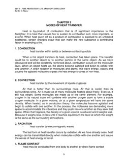 CDI 6 – FIRE PROTECTION AND ARSON INVESTIGATION 
Carlito C. Pijano 
 
6 
 
 
 
CHAPTER 2 
MODES OF HEAT TRANSFER 
 
Heat is b