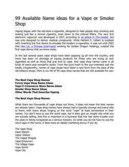 Creative Names for Vape and Smoke Shops | PDF | Electronic Cigarette |  Substance Related Disorders