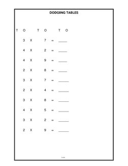 Dodging Tables Practice Worksheet 2-12 | PDF | Technology & Engineering