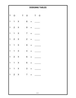 Table Dodging Activity Dodging Tables Practice Worksheet 2-12 | PDF | Technology & Engineering