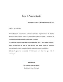 Carta de Recomendación
Hermosillo, Sonora a 04 de septiembre del 2020
A quien  corresponda:
Por medio de la presente me permi