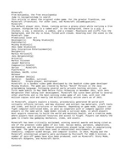 Minecraft
From Wikipedia, the free encyclopedia
Jump to navigationJump to search
This article is about the original video gam