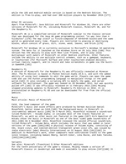 while the iOS and Android mobile version is based on the Bedrock Edition. The 
edition is free-to-play, and had over 300 mill