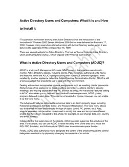  
 
Active Directory Users and Computers: What It Is and How 
to Install It 
 
IT supervisors have been working with Active D