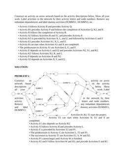 Construct an activity on arrow network based on the activity descriptions below. Show all your
work. Label activities in the