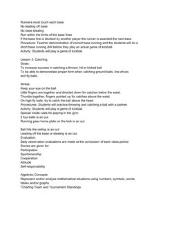 Runners must touch each base
No leading off base
No base stealing
Run within the limits of the base lines
If the base line is