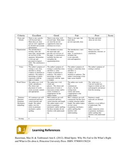 Criteria 
Excellent 
Good 
Fair 
Poor 
Score 
Focus and 
Details 
There is one s pecific, 
well-focused t
