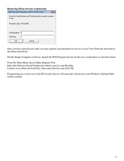 8 
Removing Demo Screens (registering) 
 
 
Once you have placed your order you may register your program for use on a Lo