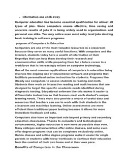  
Information one click away 
Computer education has become essential qualification for almost all 
types of jobs. Since com