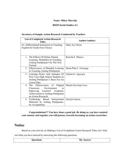 Action Research in Field Study 2 Episode 2 | PDF | Teachers | Action ...