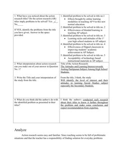 Action Research in Field Study 2 Episode 2 | PDF | Teachers | Action ...