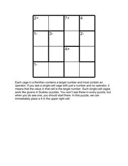 KenKen Puzzle 4x4 | PDF | Logic Puzzles | Games Of Mental Skill