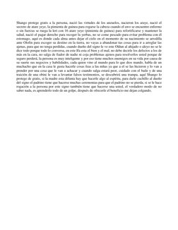 Shango protege gratis a la persona, nació las virtudes de los anzuelos, nacieron los araye, nació el 
secreto de atare yeye,