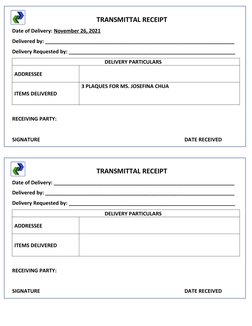 Received Key Transmittal Example Australia.pdf Transmittal Receipt Template | PDF