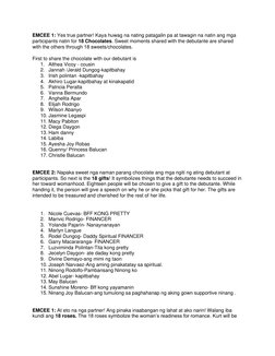 Emcee Script for Kurt's 18th Debut | PDF