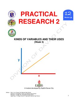 1 
 
PRACTICAL 
RESEARCH 2 
 
 
 
KINDS OF VARIABLES AND THEIR USES 
(Week 3)           y
x 
 
 
 
 
 
A module developed